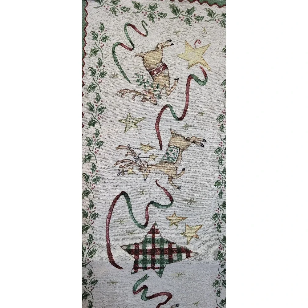 Reversible Tapestry Christmas & Thanksgiving Table Runner Festive Holiday Home